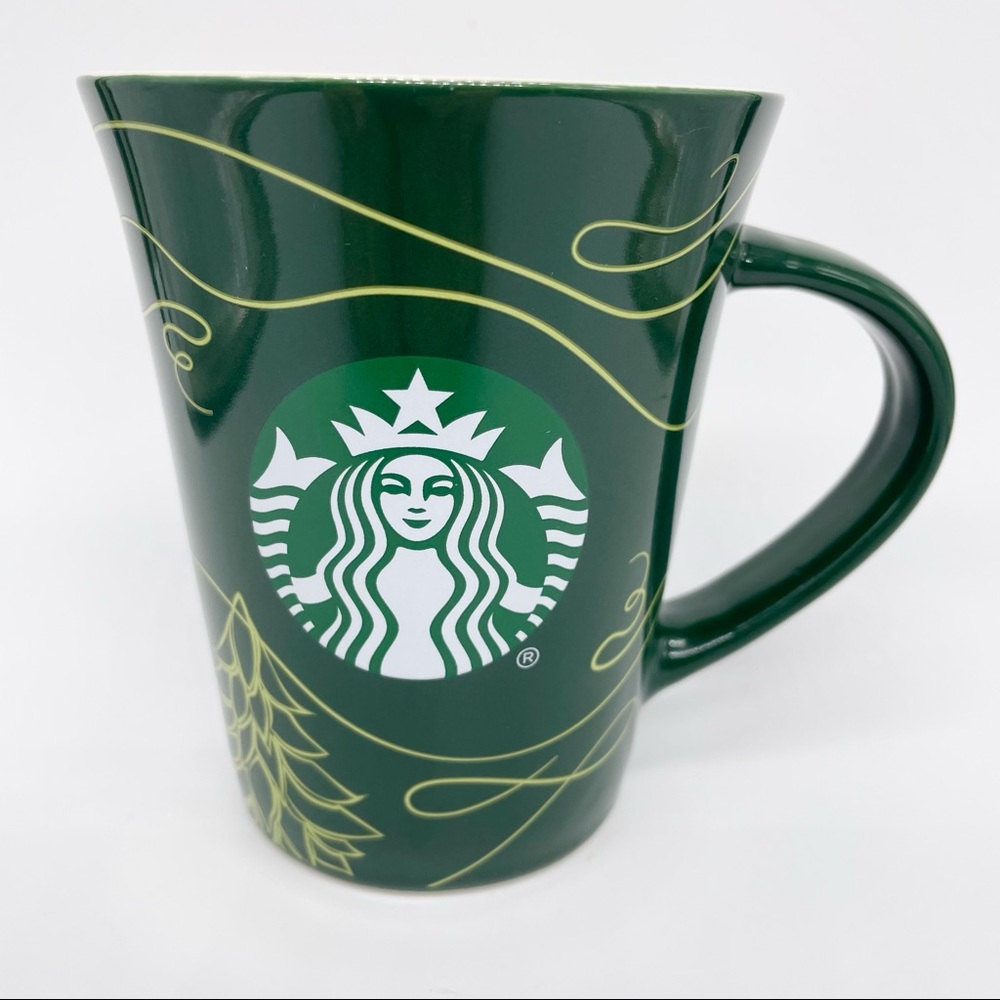 Starbucks Coffee Mug Tea Cup Green Swirl Tree 2020 Winter Holiday Christmas10 Oz